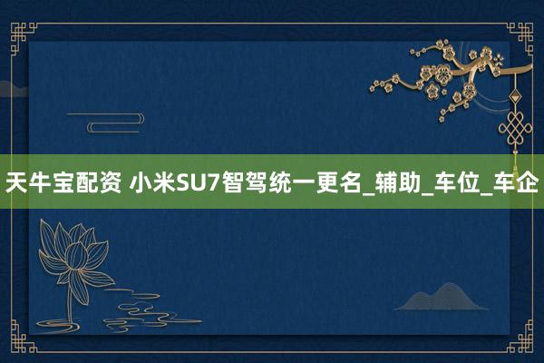 天牛宝配资 小米SU7智驾统一更名_辅助_车位_车企