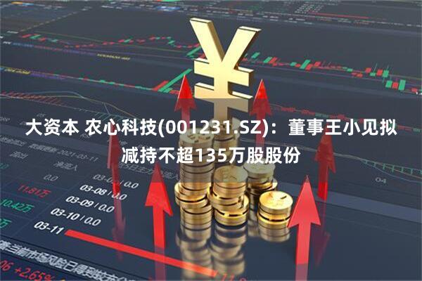 大资本 农心科技(001231.SZ)：董事王小见拟减持不超135万股股份